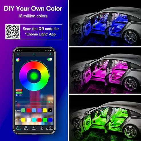 12V RGB LED Atmosphere Ambient Light Kit Flexible Waterproof Neon